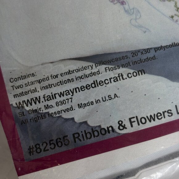 Fairway Needlecraft #82565 Ribbons and Flowers Lady Set of Pillowcases NWT - Picture 6 of 9